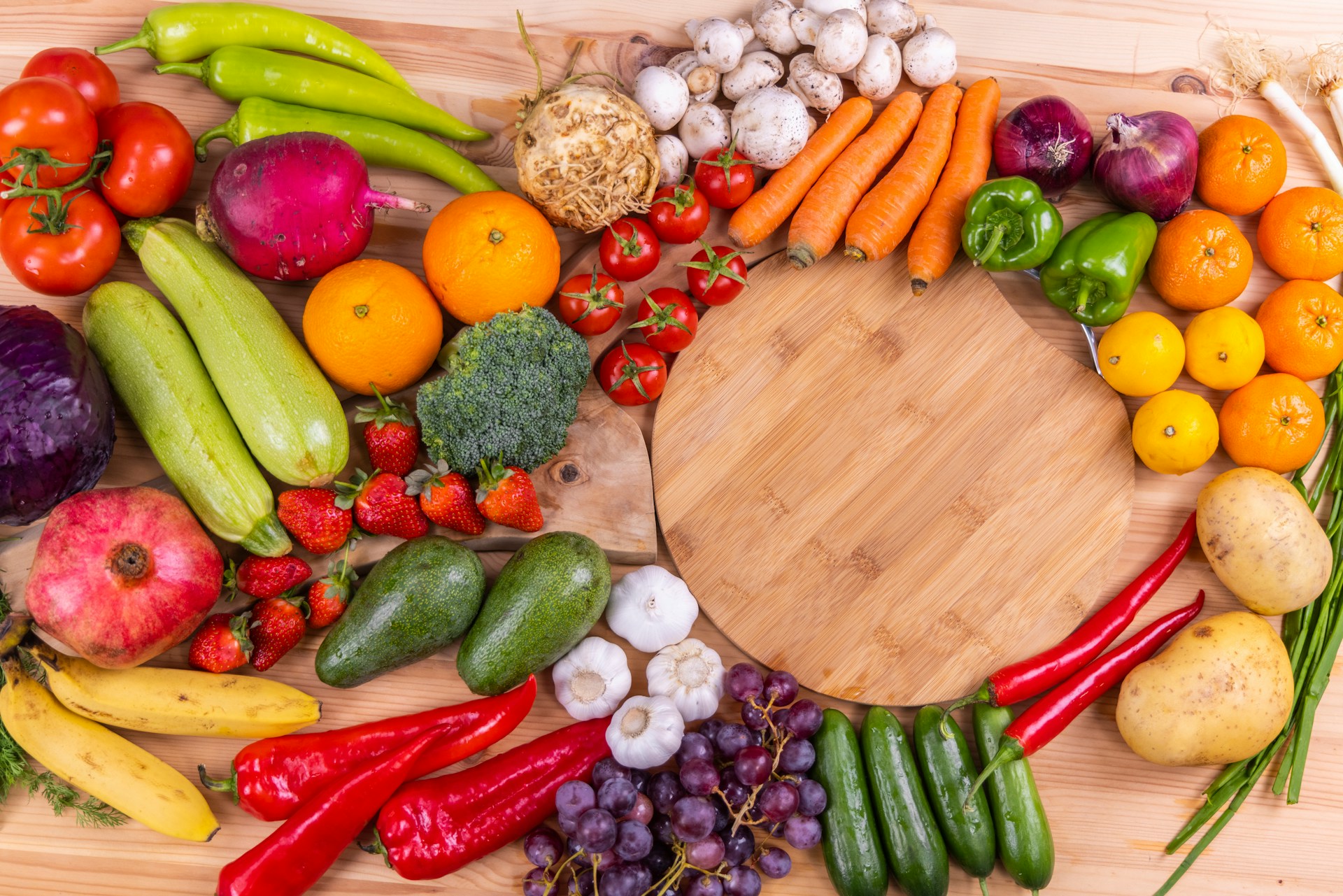 Healthy, fresh, raw vegetables and fruits. Photo by Engin Akyurt @ Unsplash