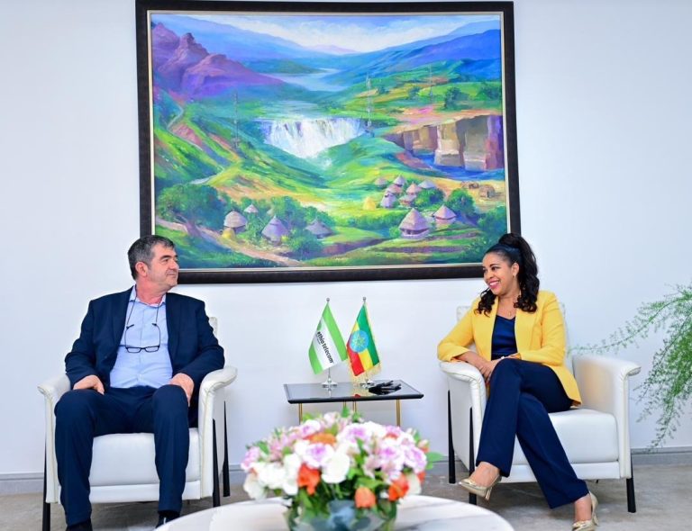 Frehiwot Tamru, CEO of Ethio telecom, and Gaetano Fasciana, Chief Technology Officer of Ascot Energy, during a strategic meeting in Addis Ababa. Photo @ Ethio Telecom.