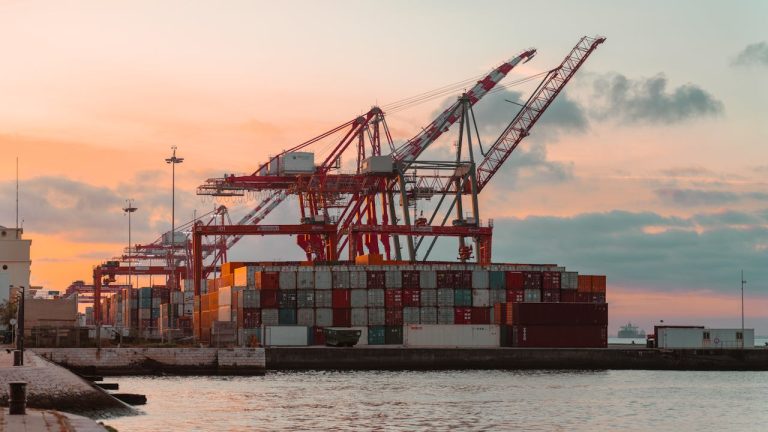 Sunset at an Industrial Shipping Port for trading. Photo @Pexels