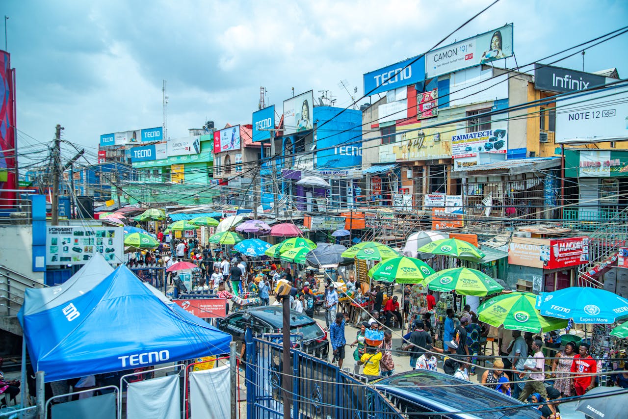 Crowded market in Nigeria. Photo by David Iloba @ Pexels