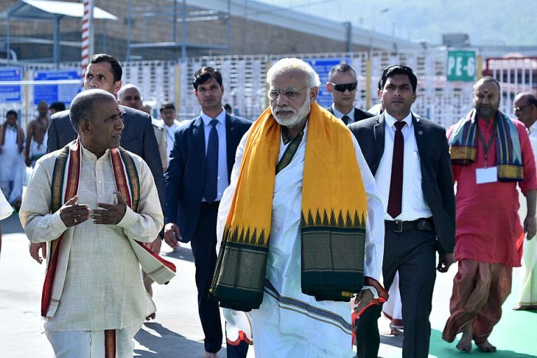 The Prime Minister of India, Shri Narendra Modi visiting Sri Venkateswara Swamy Temple. Photo @ Wikimedia Commons