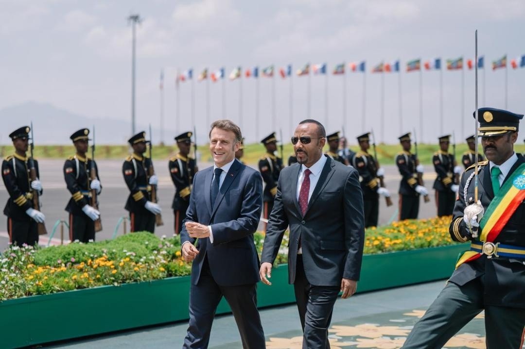 French President Emmanuel Macron and Prime Minister Abiy Ahmed in Ethiopia. Photo @ Abiy Ahmed/X