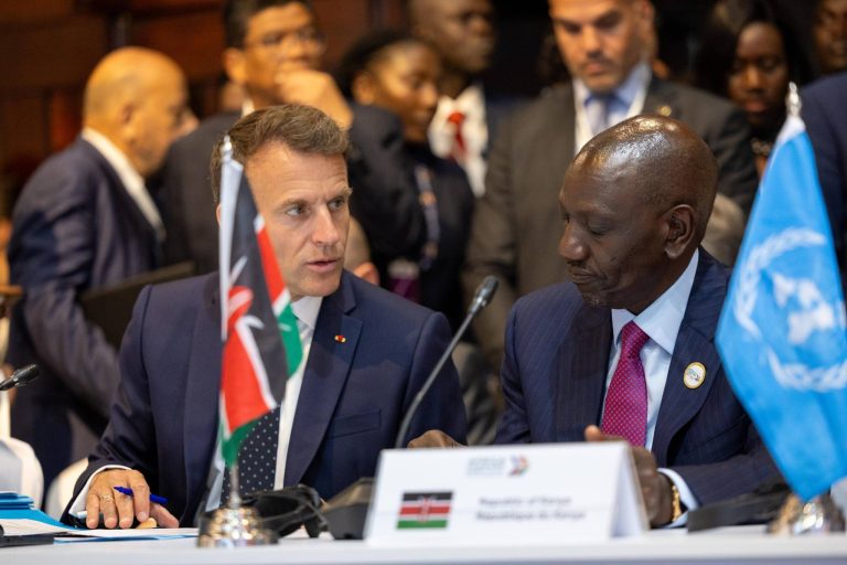 French President Emmanuel Macron and Kenyan leader William Ruto at the Africa Forward Summit. Photo @William Ruto/Facebook